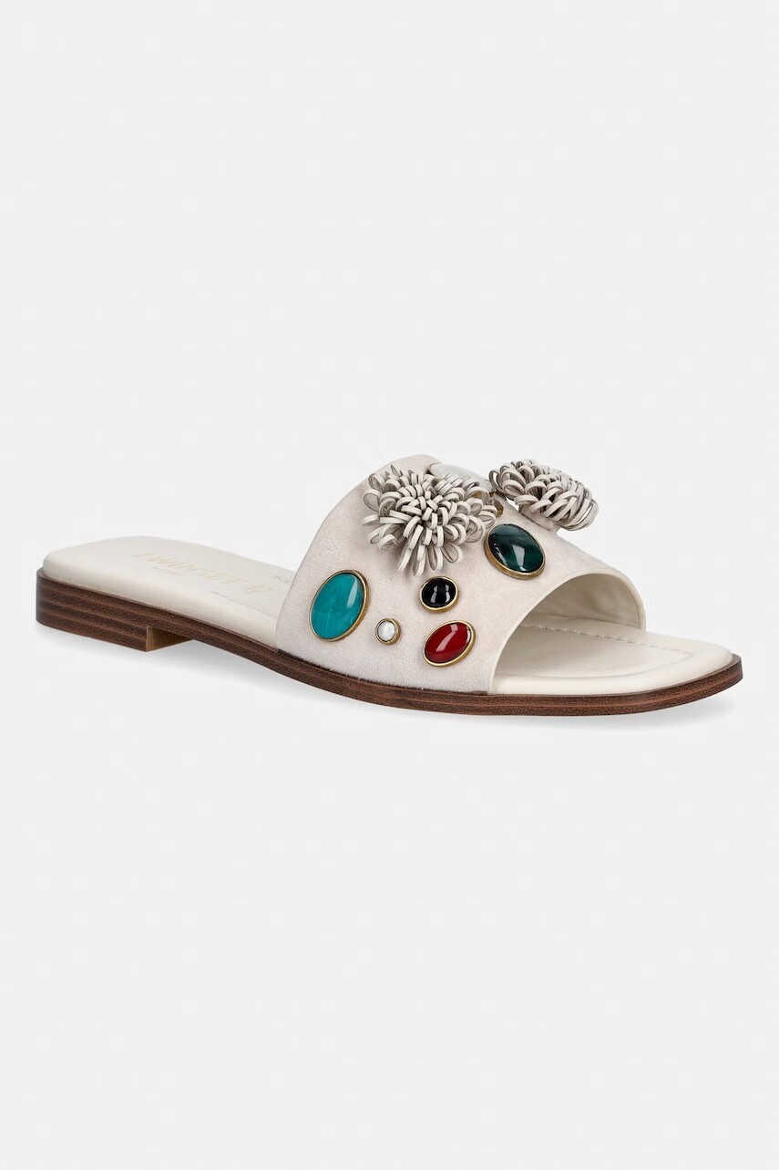 Twinset šľapky na plochom podpätku dámske semišové