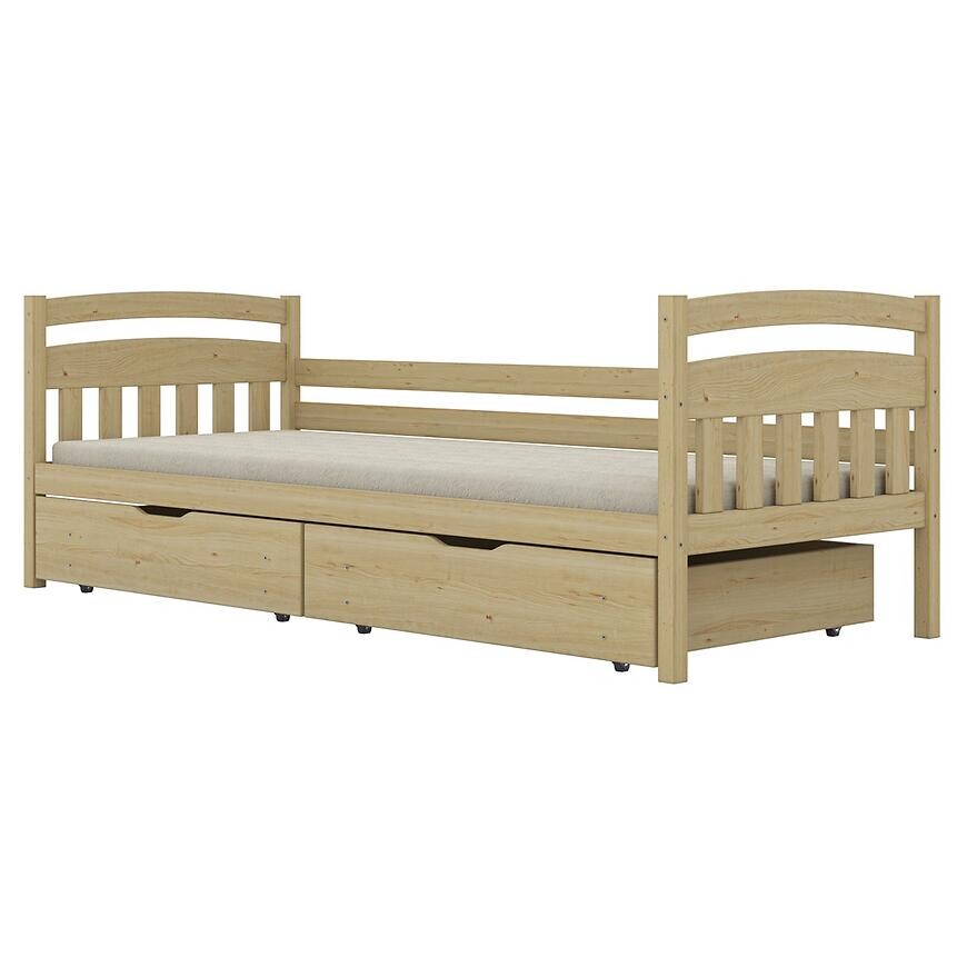 Posteľ Dawid veľké zásuvky 80x180 prírodná, lakovaná