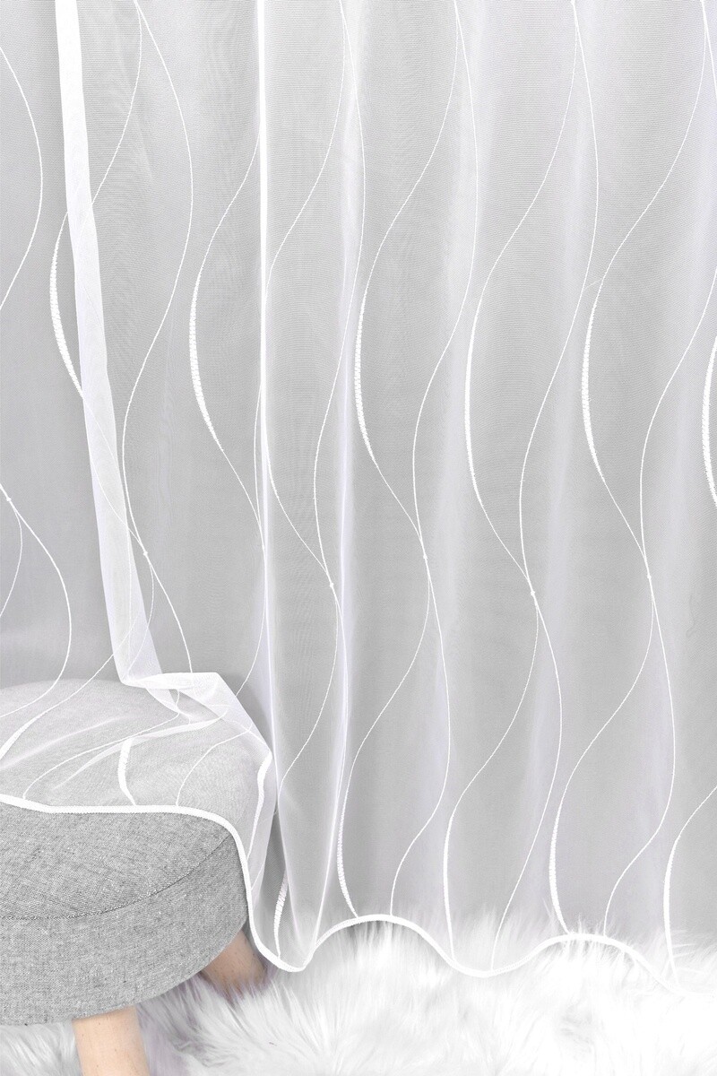 Záclona vega, Jazerné vlnky metráž, biela 160 cm