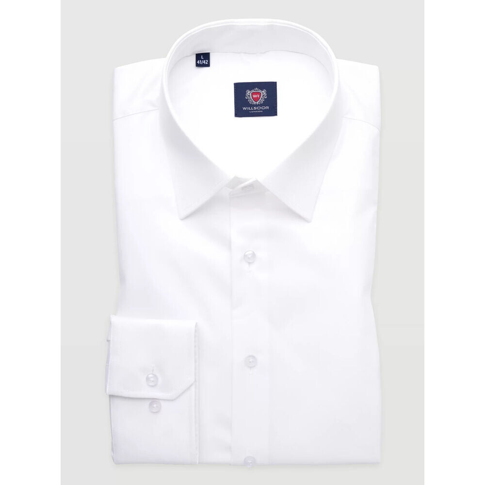 Pánska biela košeľa klasického strihu s hladkým vzorom 19683