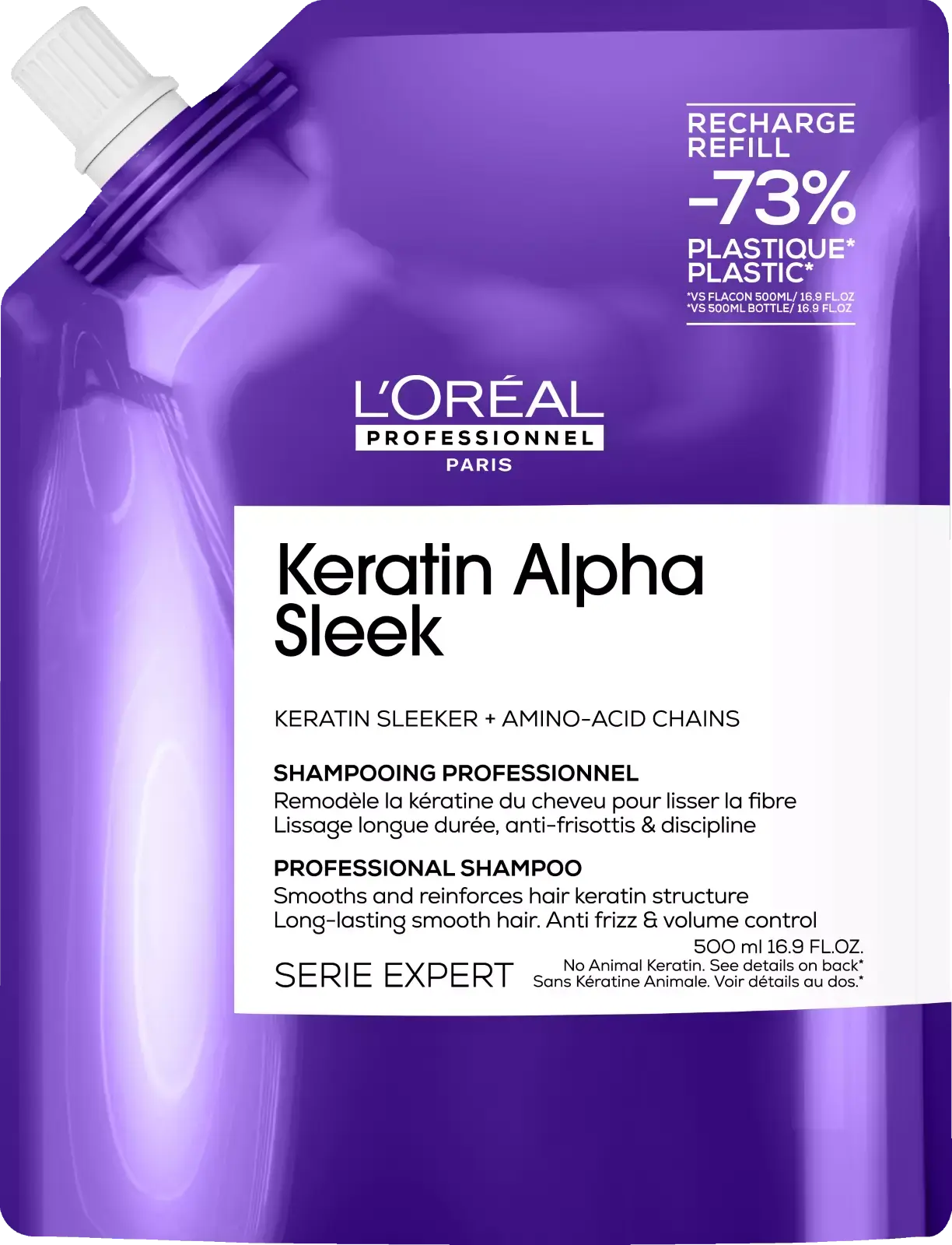 L'Oréal Professionnel Uhladzujúci šampón Keratín Alpha Sleek Shampoo 500 ml - náhradná náplň
