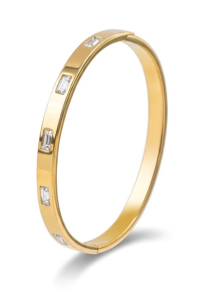 Marc Malone Elegantný pevný náramok s čírymi kryštálmi Doré MCB250400G