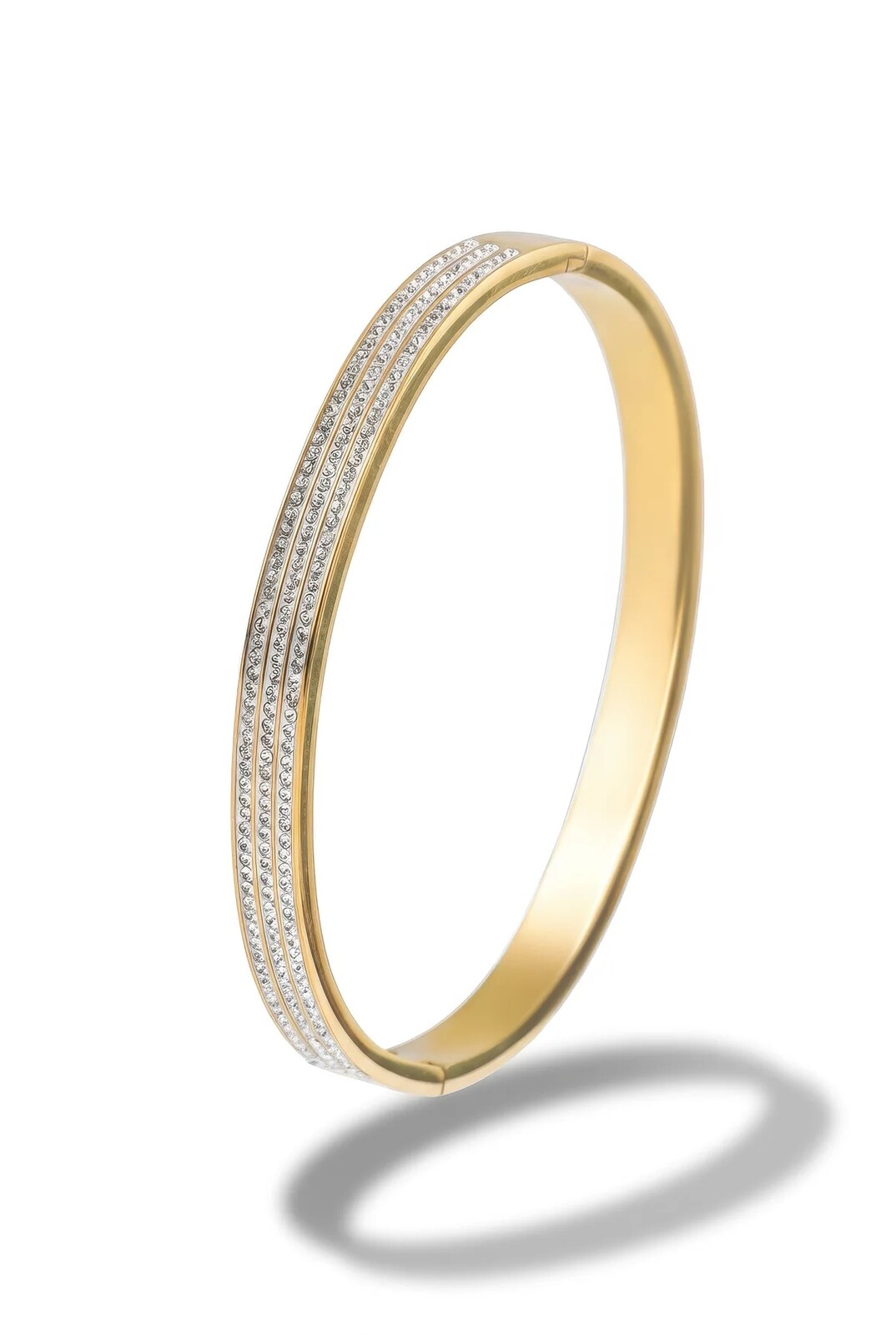 Marc Malone Blyštivý pevný náramok z pozlátenej ocele Cecilia MCB250398G