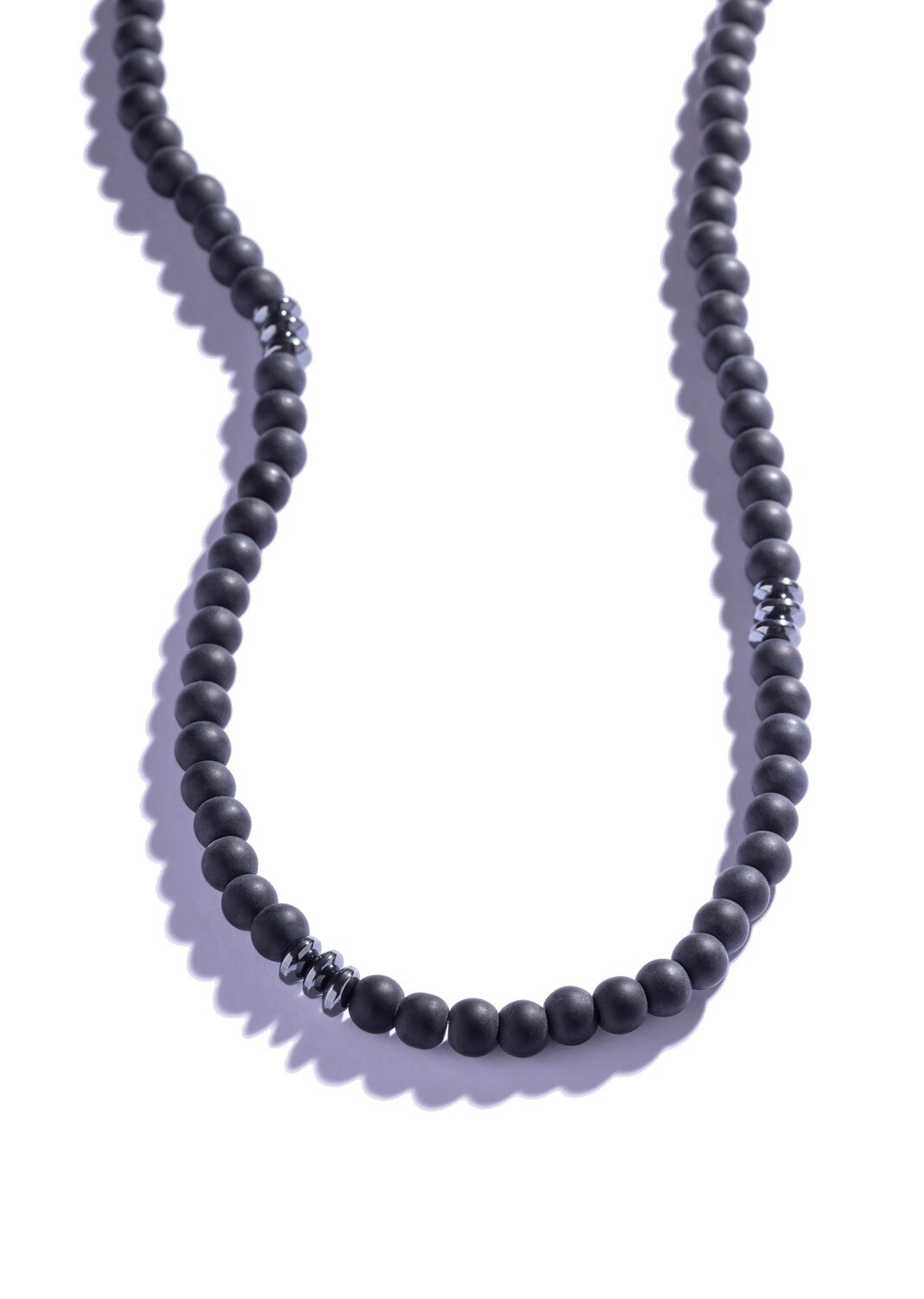 Marc Malone Čierny korálkový náhrdelník pre mužov MCGN5078