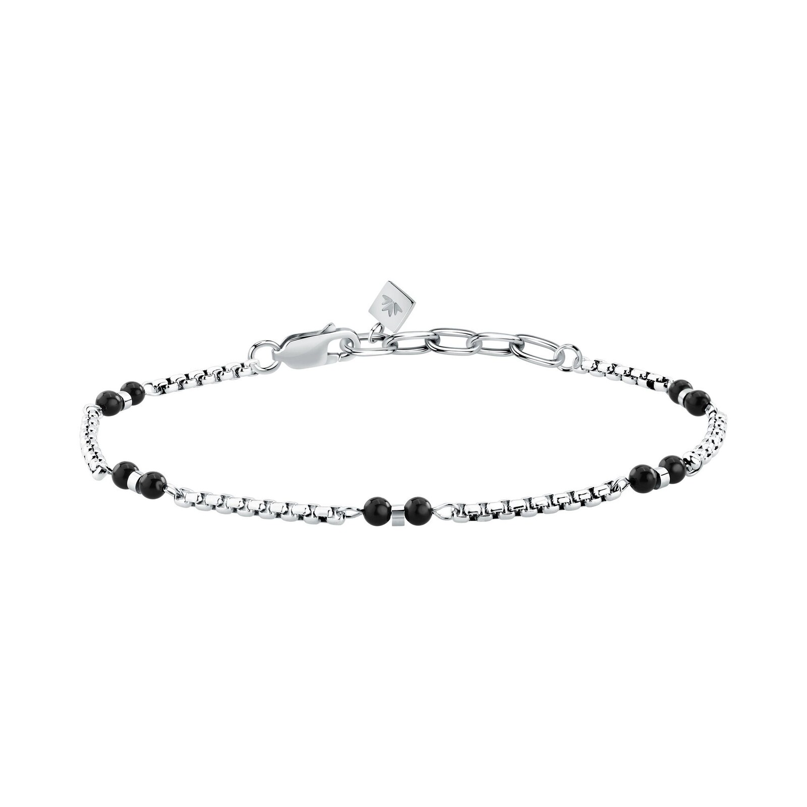 Morellato Pánsky oceľový náramok s korálkami onyxu Terra S1754