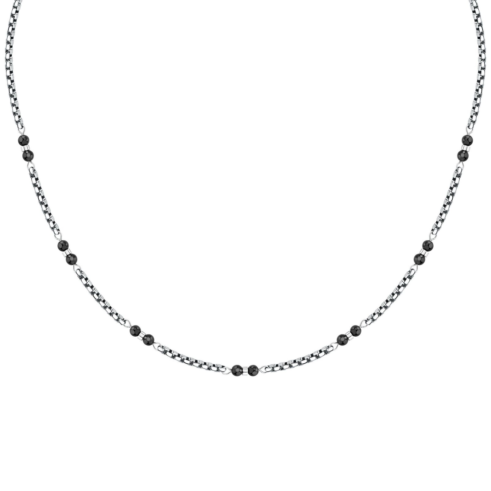 Morellato Pánsky bicolor náhrdelník s korálkami onyxu Terra S1753