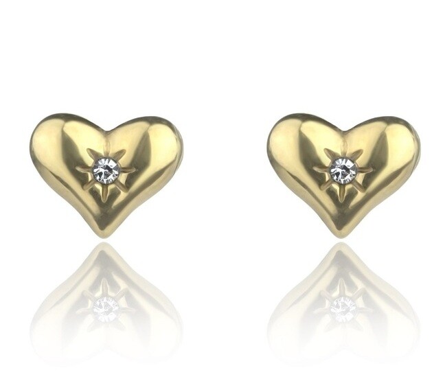 Marc Malone Pozlátené srdiečkové náušnice so zirkónom MCE24021G