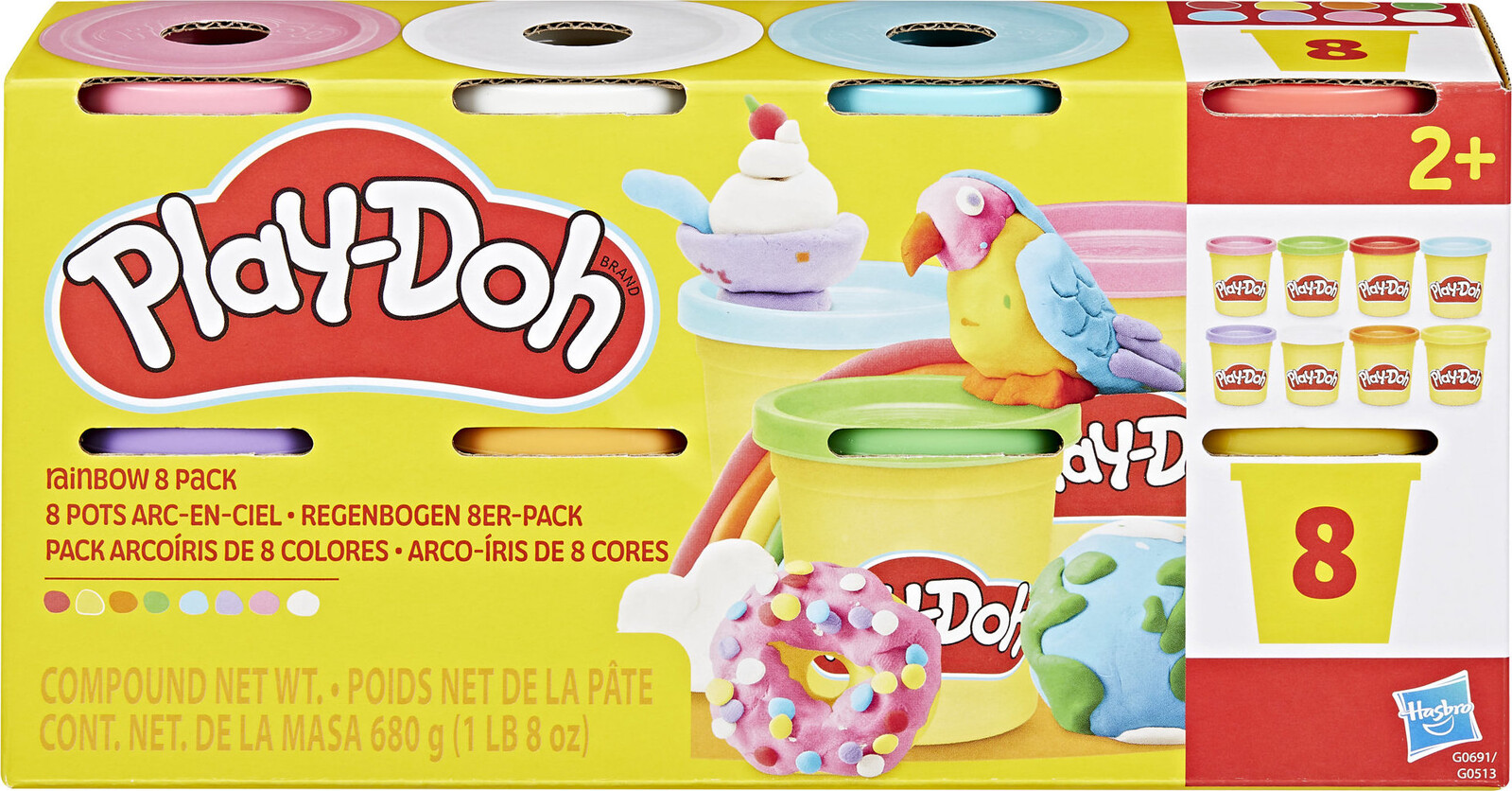 Play-Doh Balení 8 ks Kelímků 85g duhové barvy