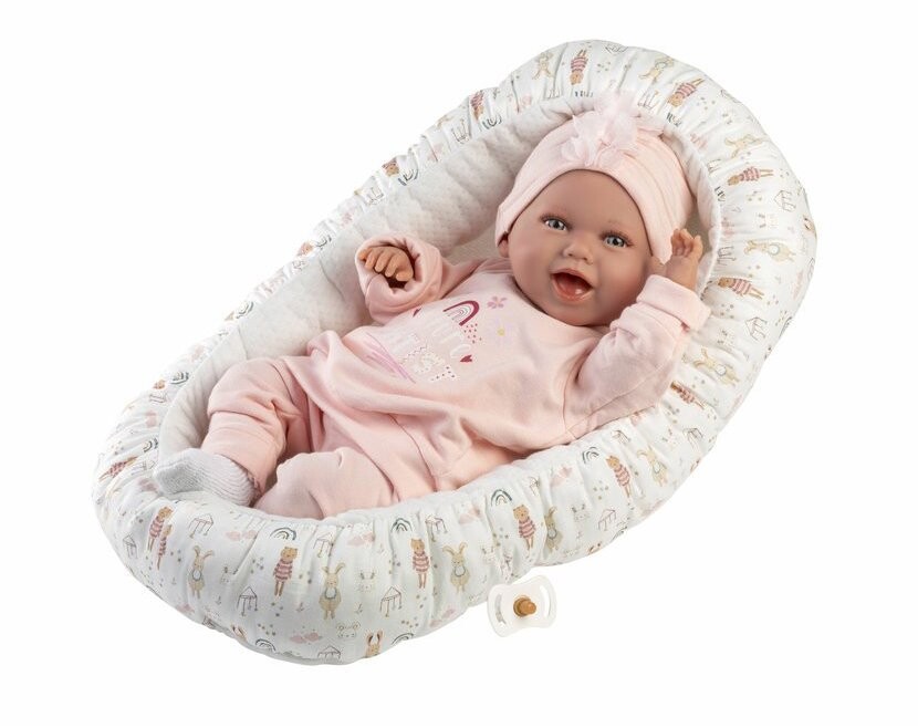 Llorens 74122 New Born - realistické miminko se zvuky a měkkým látkovým tělem - 42 cm