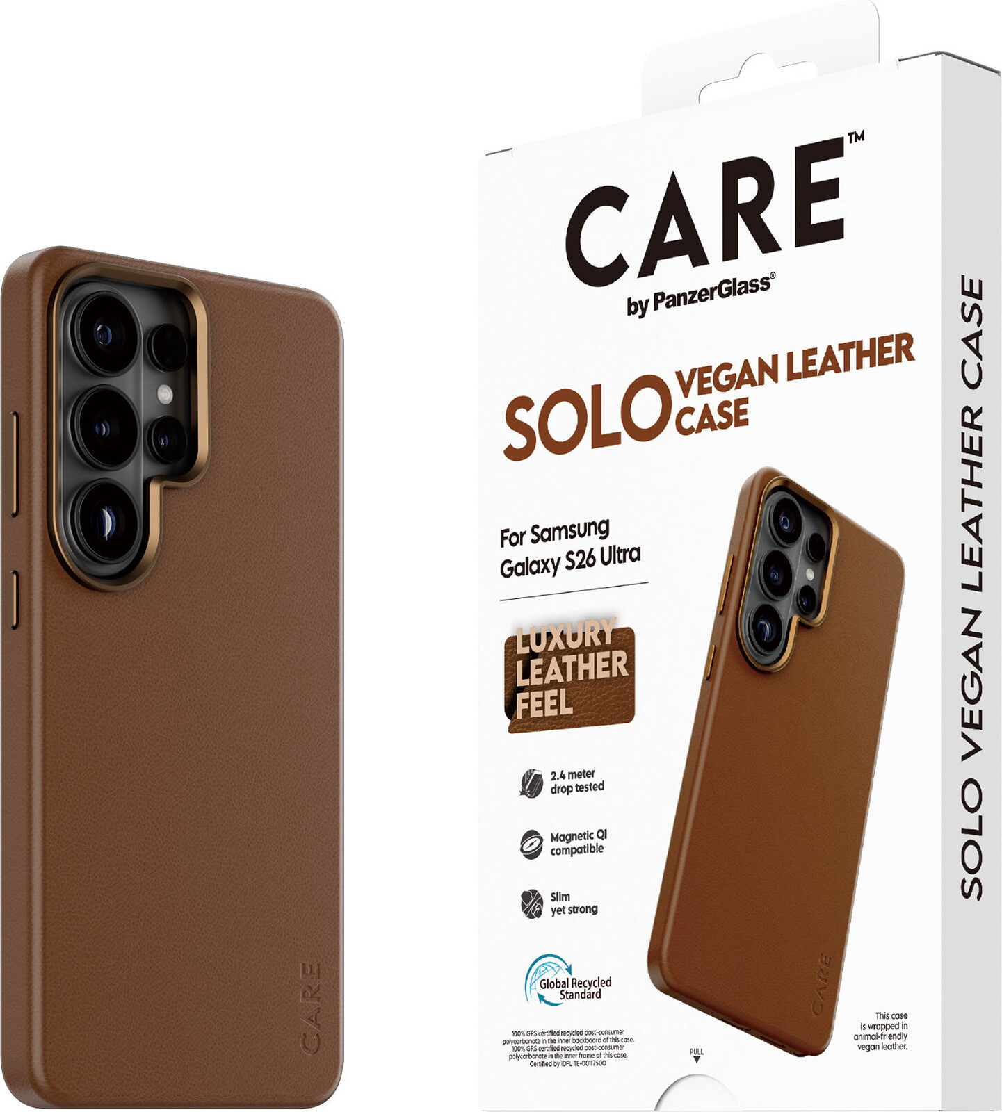 PanzerGlass CARE kryt Samsung Galaxy S26 Ultra SOLO Qi hnědá veganská kůže
