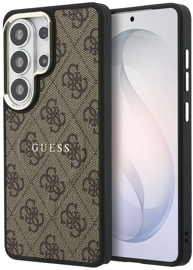 Guess PU Leather 4G Gold Frame Magnetic Zadní Kryt pro Samsung Galaxy S26 Ultra Brown
