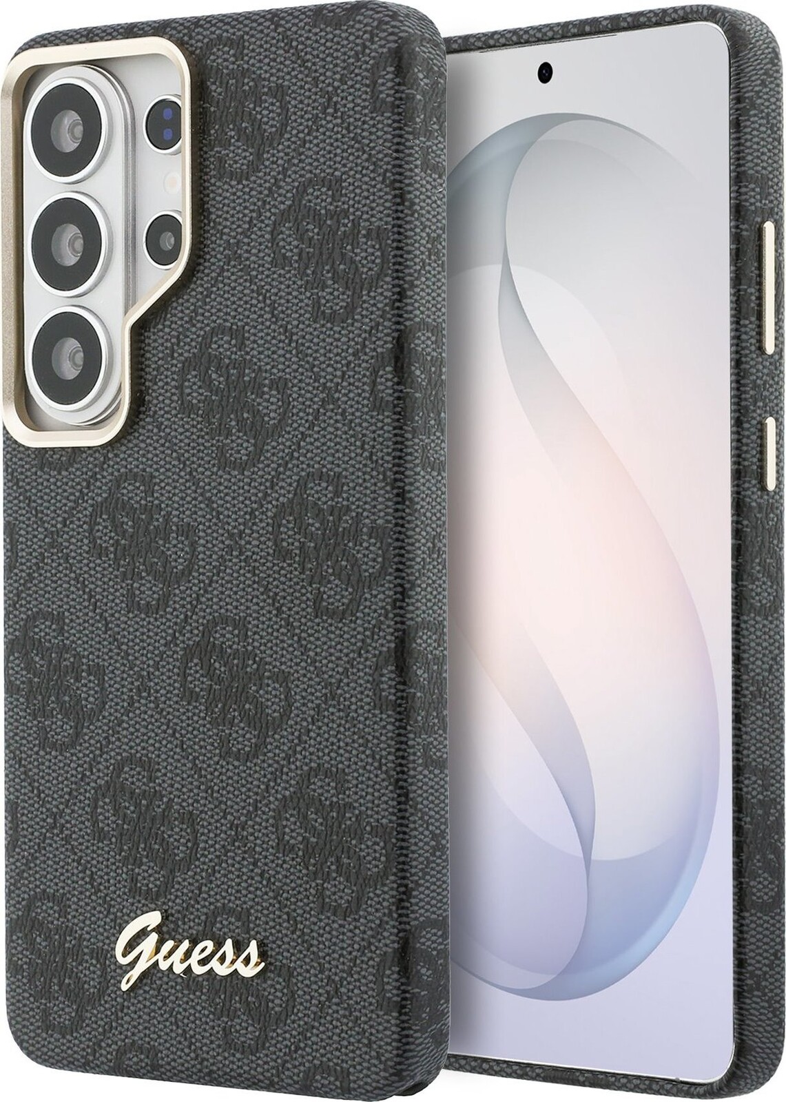 Guess PU 4G Script Metal Logo Magnetic Zadní Kryt pro Samsung Galaxy S26 Ultra Black