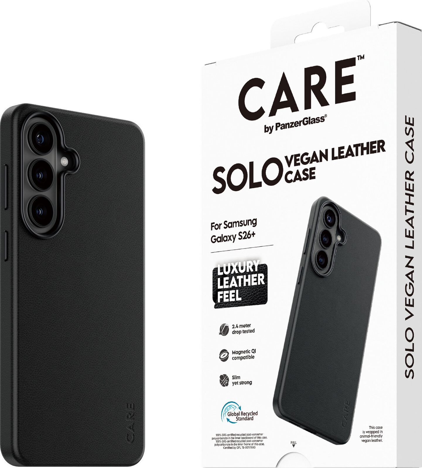 PanzerGlass CARE kryt Samsung Galaxy S26+ SOLO Qi černá veganská kůže