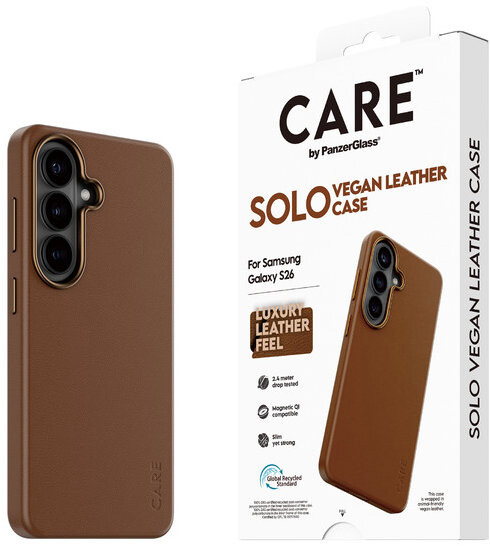 PanzerGlass CARE kryt Samsung Galaxy S26 SOLO Qi hnědá veganská kůže