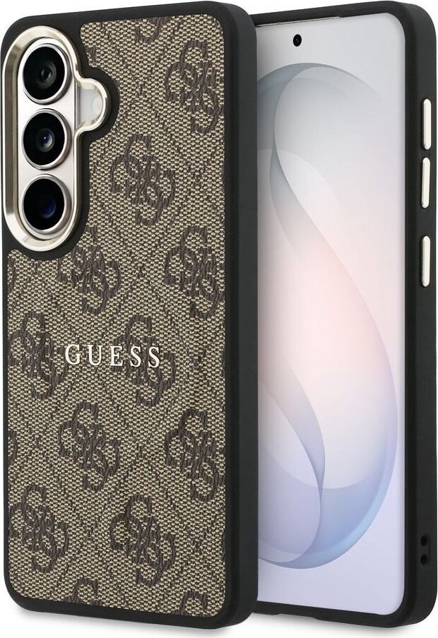 Guess PU Leather 4G Gold Frame Magnetic Zadní Kryt pro Samsung Galaxy S26 Brown