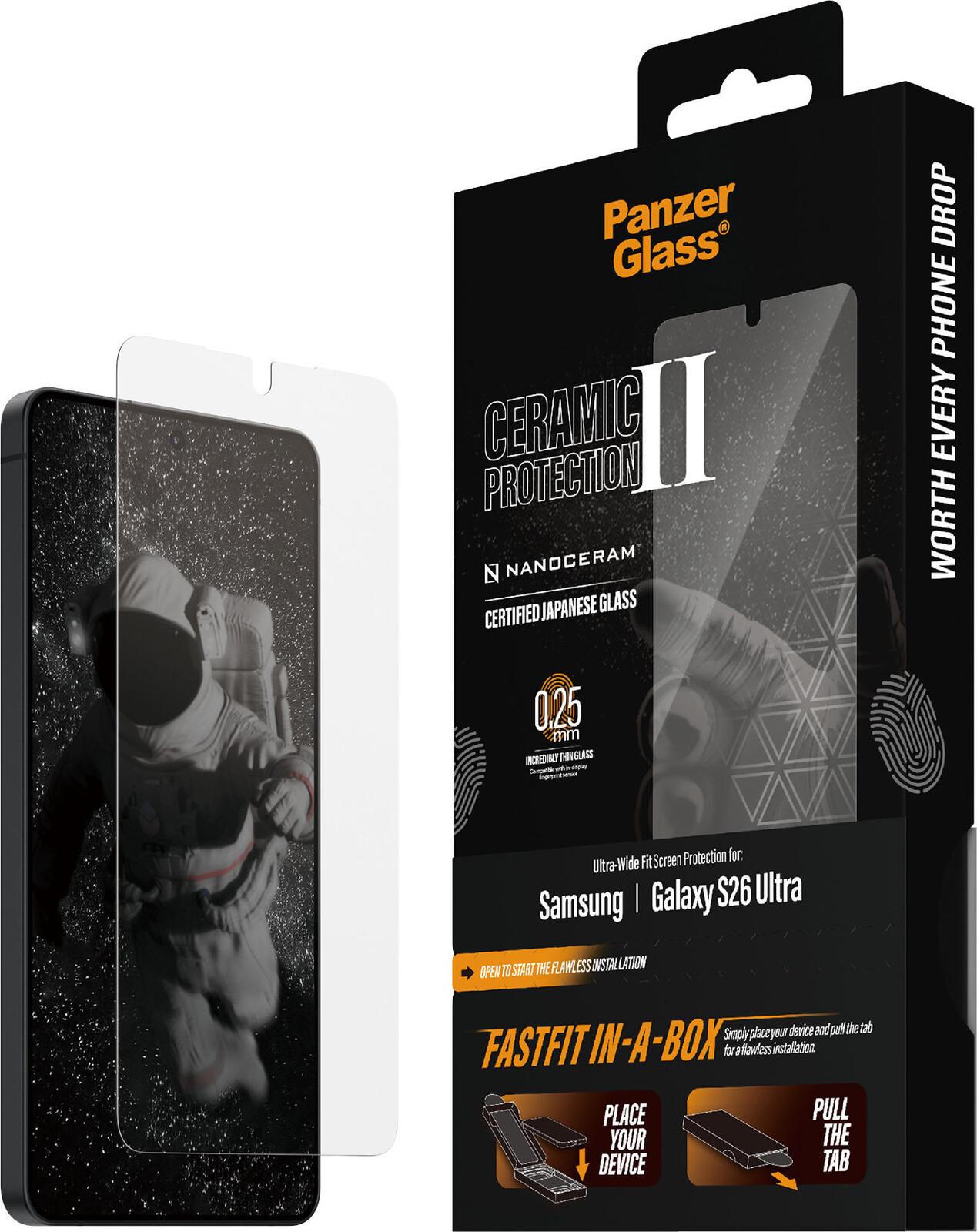 PanzerGlass Ceramic II Samsung Galaxy S26 Ultra s bezprašným instalačním boxem