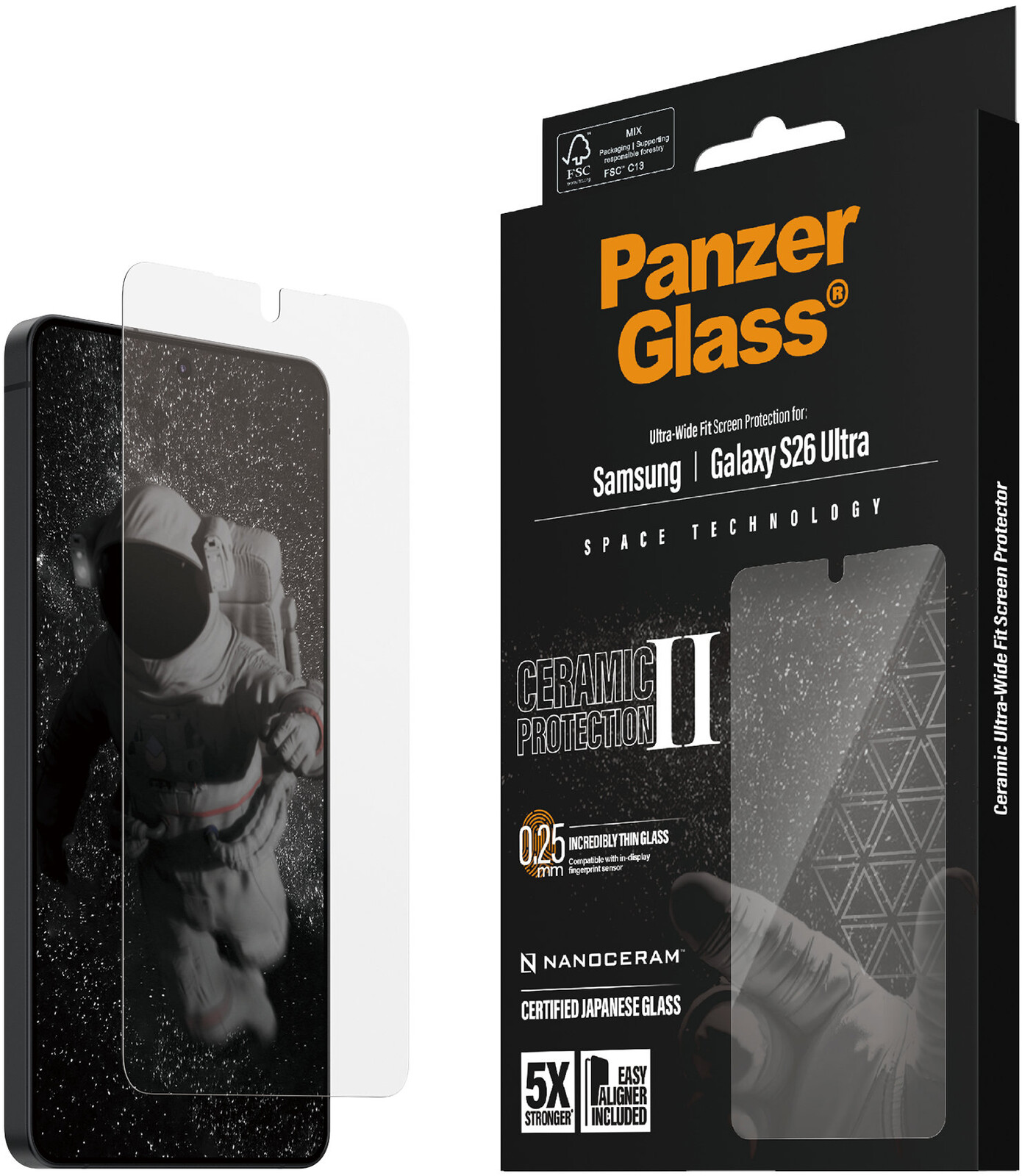 PanzerGlass Ceramic II Samsung Galaxy S26 Ultra s instalačním rámečkem