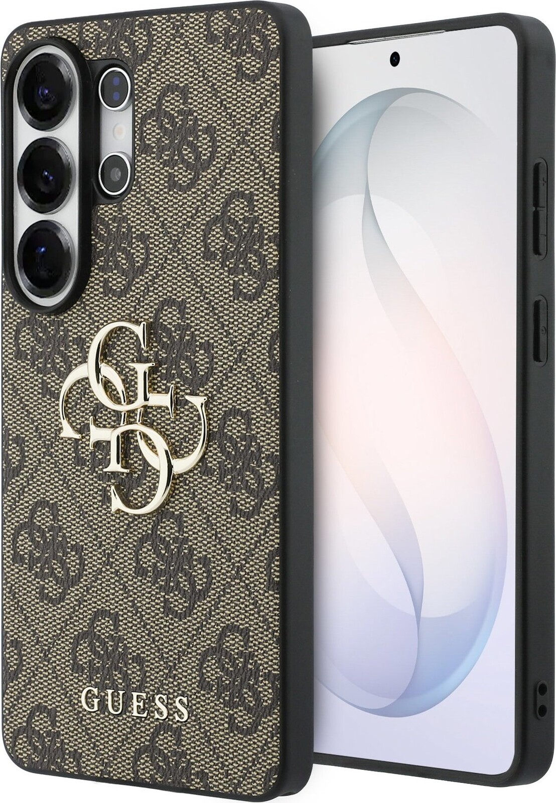 Guess PU 4G Metal Logo Zadní Kryt pro Samsung Galaxy S26 Ultra Brown