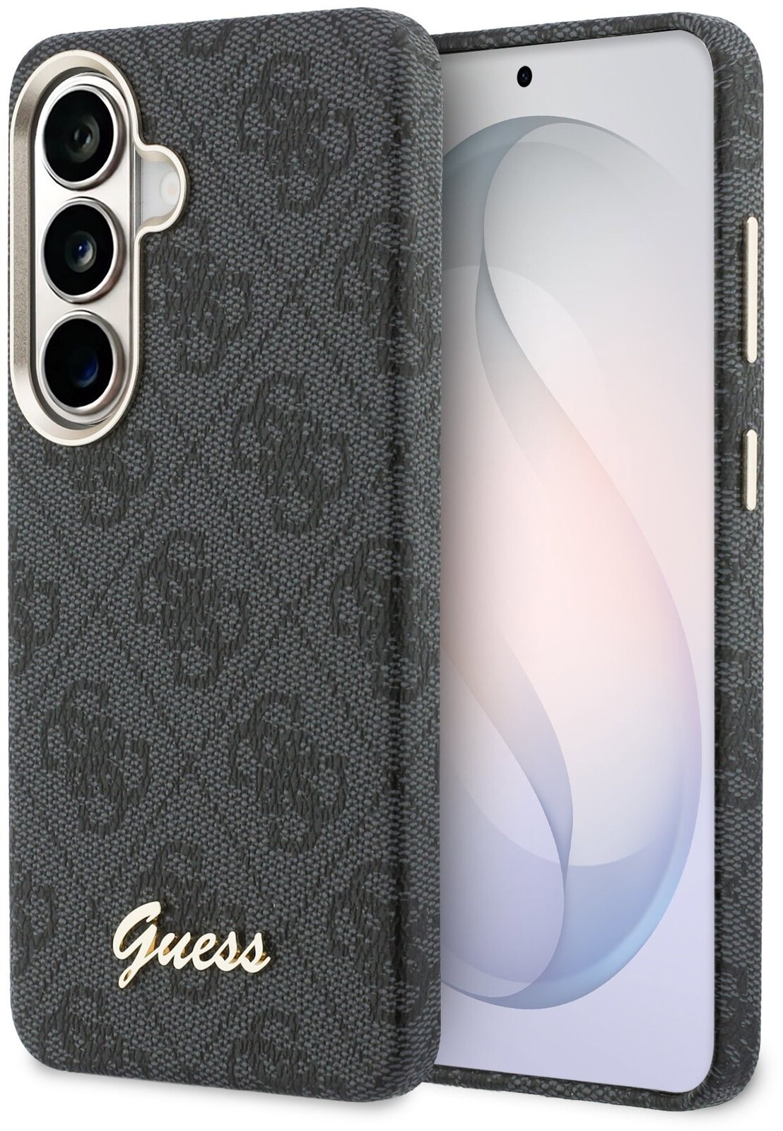 Guess PU 4G Script Metal Logo Magnetic Zadní Kryt pro Samsung Galaxy S26 Black