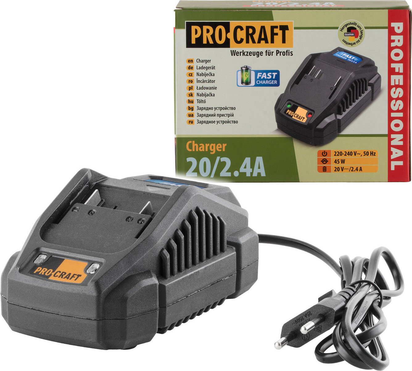 Procraft 20/2.4? Fast Charge Nabíječka pro 20 V Li-ion baterie