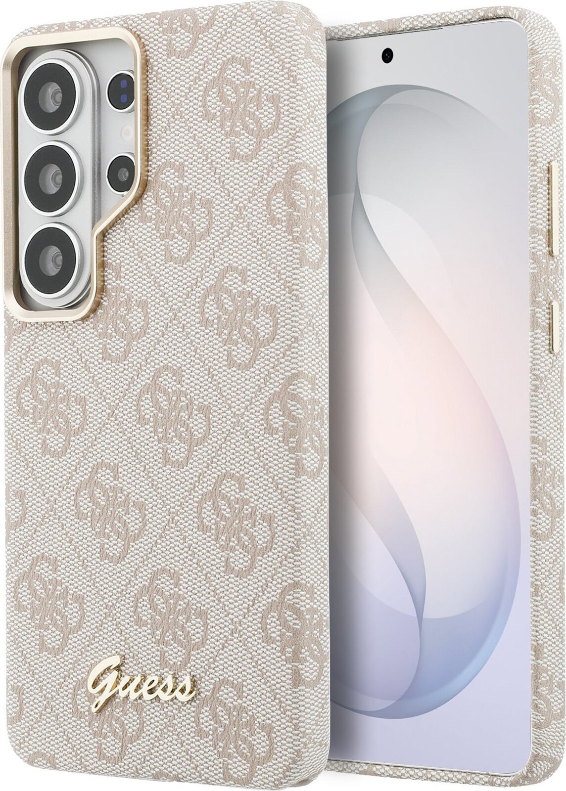 Guess PU 4G Script Metal Logo Magnetic Zadní Kryt pro Samsung Galaxy S26 Ultra Pink