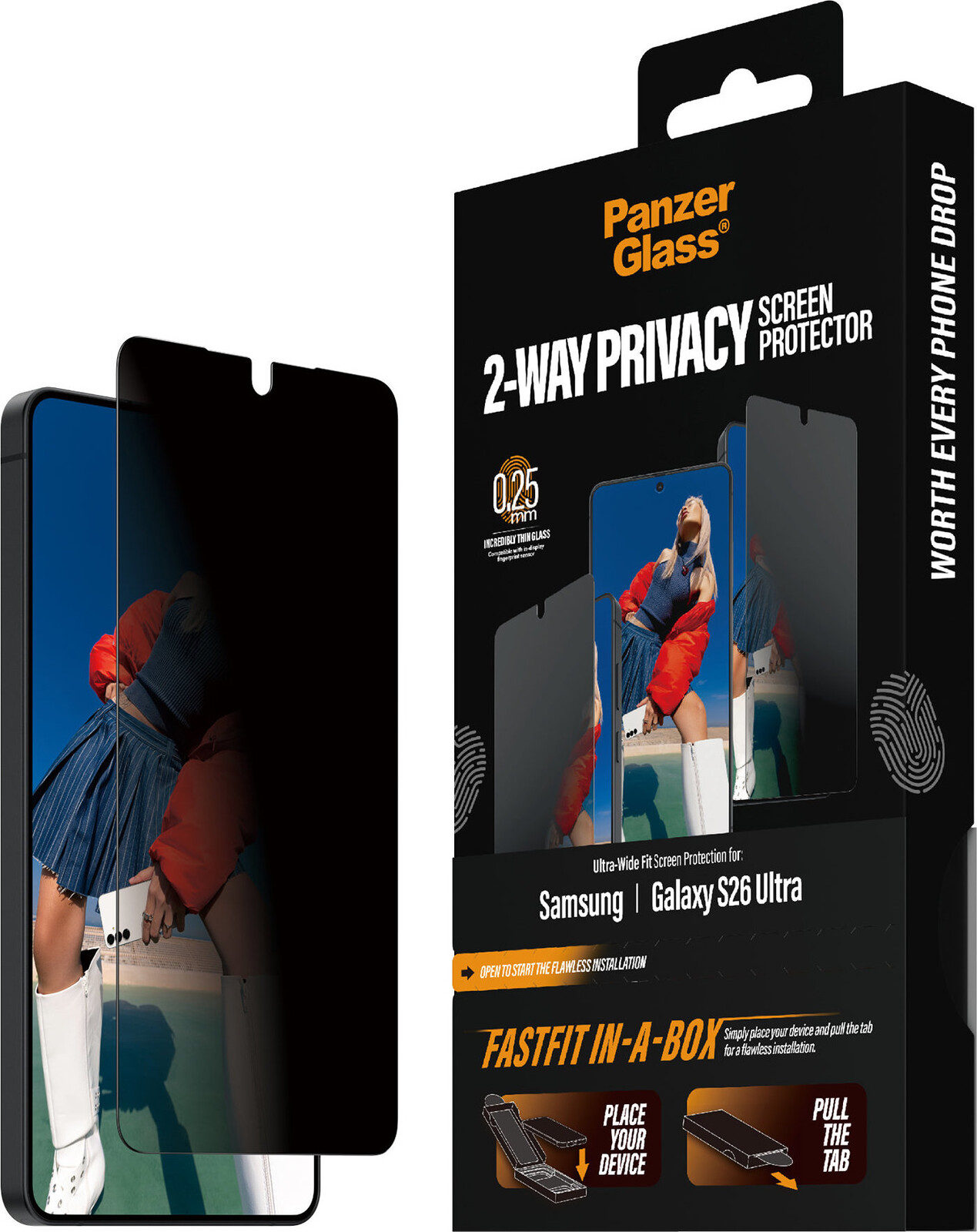 PanzerGlass Privacy Samsung Galaxy S26 Ultra s bezprašným aplikačním boxem