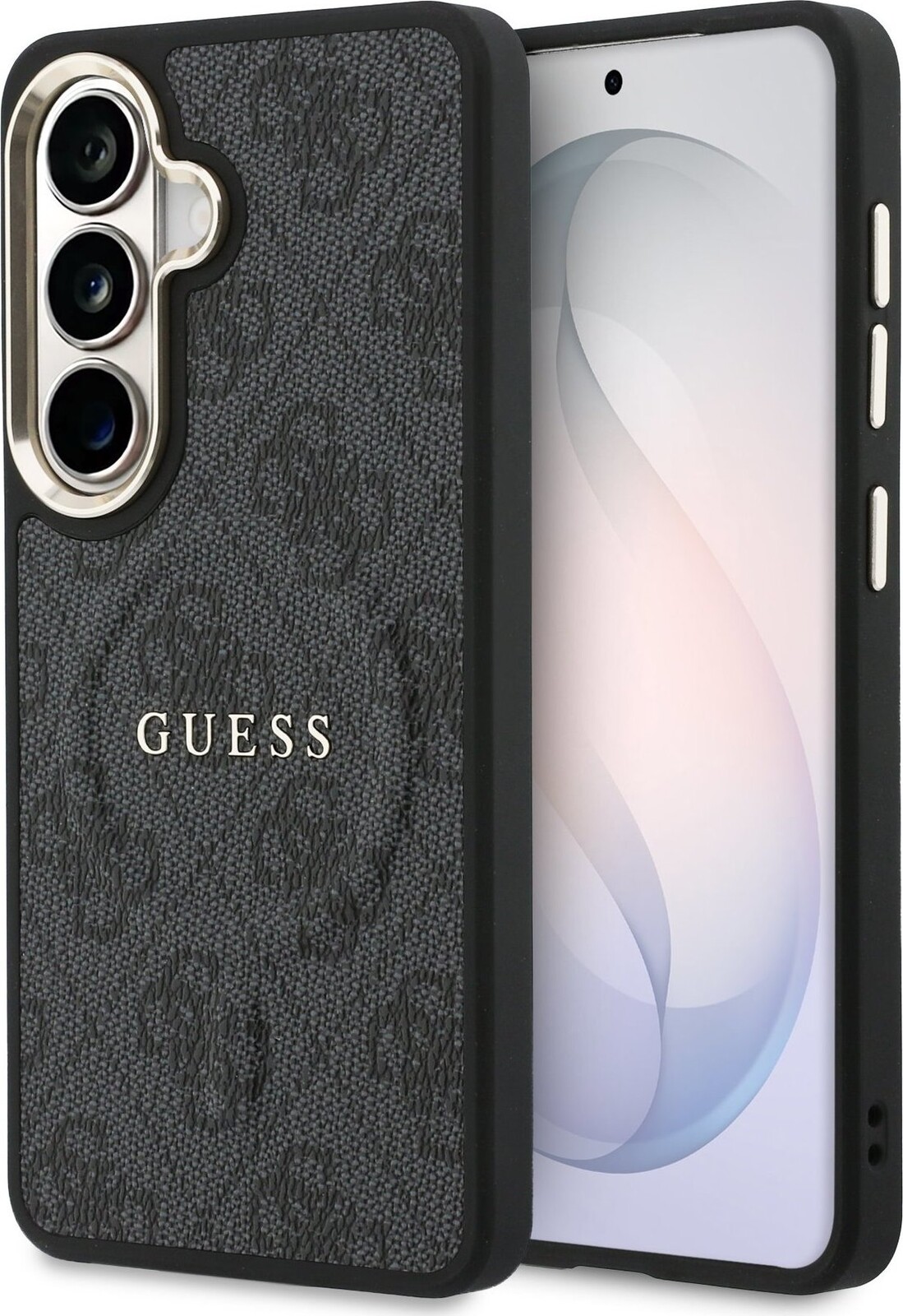 Guess PU Leather 4G Gold Frame Magnetic Zadní Kryt pro Samsung Galaxy S26 Black