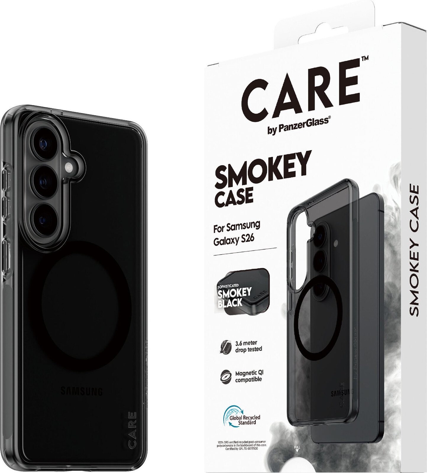 PanzerGlass CARE kryt Samsung Galaxy S26 Smokey kouřový/černý Qi