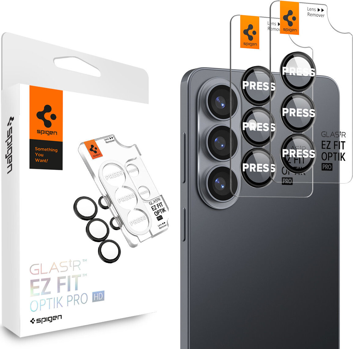 Spigen Glass tR EZ Fit Optik Pro HD 2 Pack Black Samsung Galaxy S26+