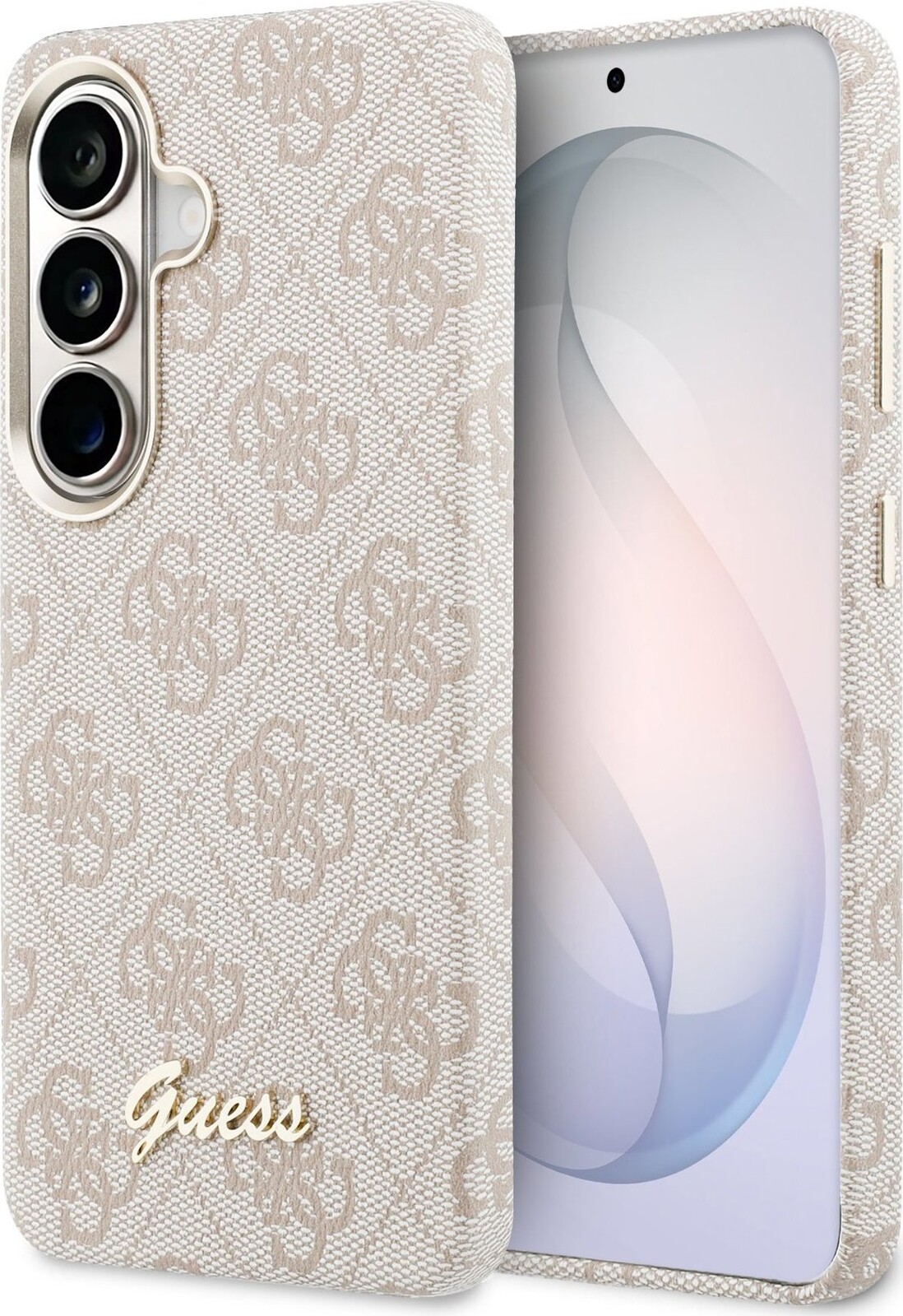 Guess PU 4G Script Metal Logo Magnetic Zadní Kryt pro Samsung Galaxy S26 Pink