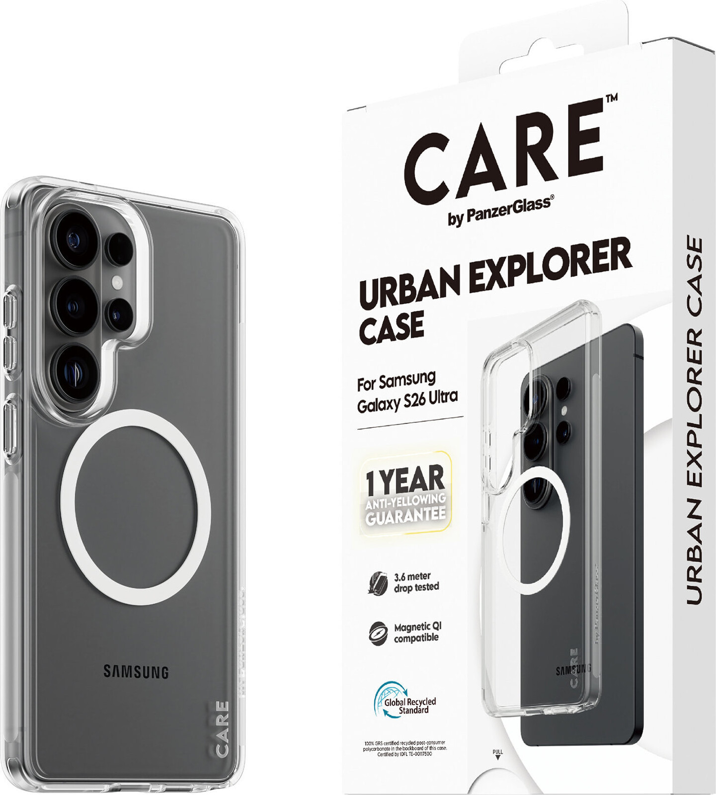 PanzerGlass CARE kryt Samsung Galaxy S26 Ultra Urban čirý/bílý Qi + roční záruka proti žloutnutí