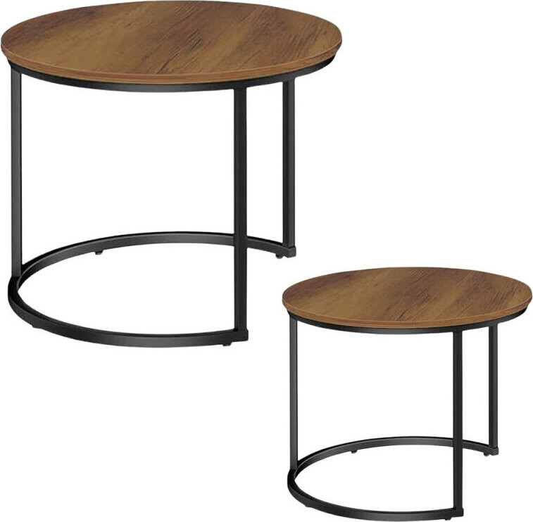 Lean Toys 26598 Sada kulatých konferenčních stolků 2v1, přírodní dřevo