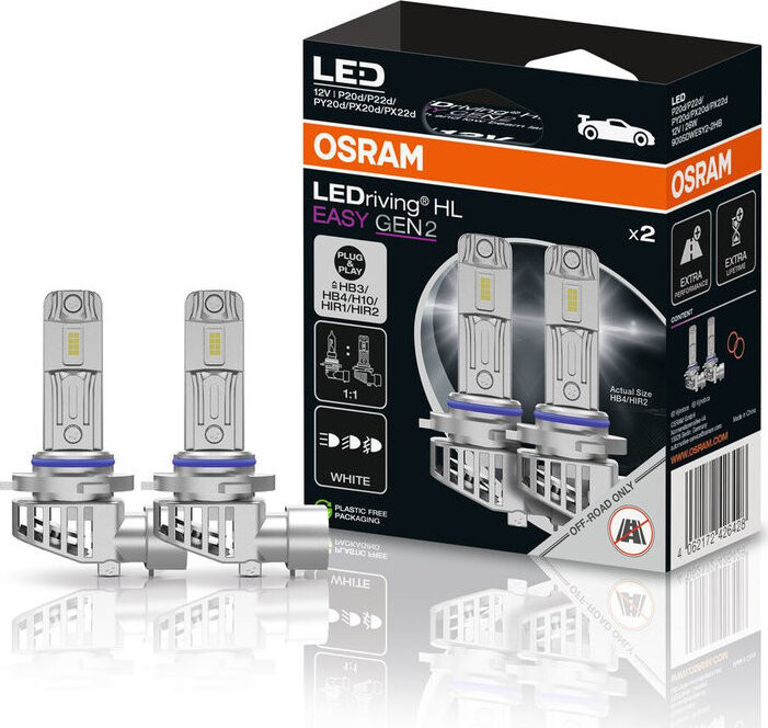 OSRAM žiarovka LEDriving HL EASY GEN 2, HB3/HIR1/H10/HB4/HIR2, 6500 K, 2 ks