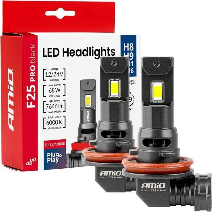 AMIO LED žiarovka H8/H9/h11/h16 12/24 V 3823 lm, 2 ks