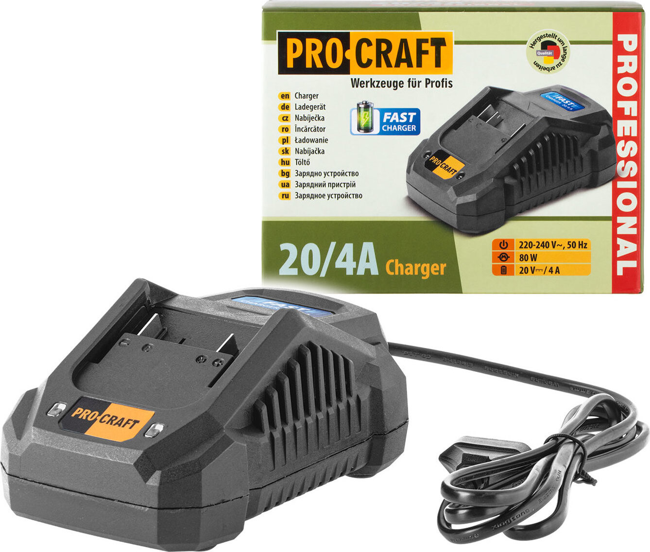 Procraft 20/4? Fast Charge Nabíječka pro 20 V Li-ion baterie
