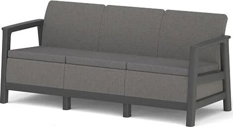 Keter Scandi Linea 3 Seaters Sofa, Mountain Grey/Grafit