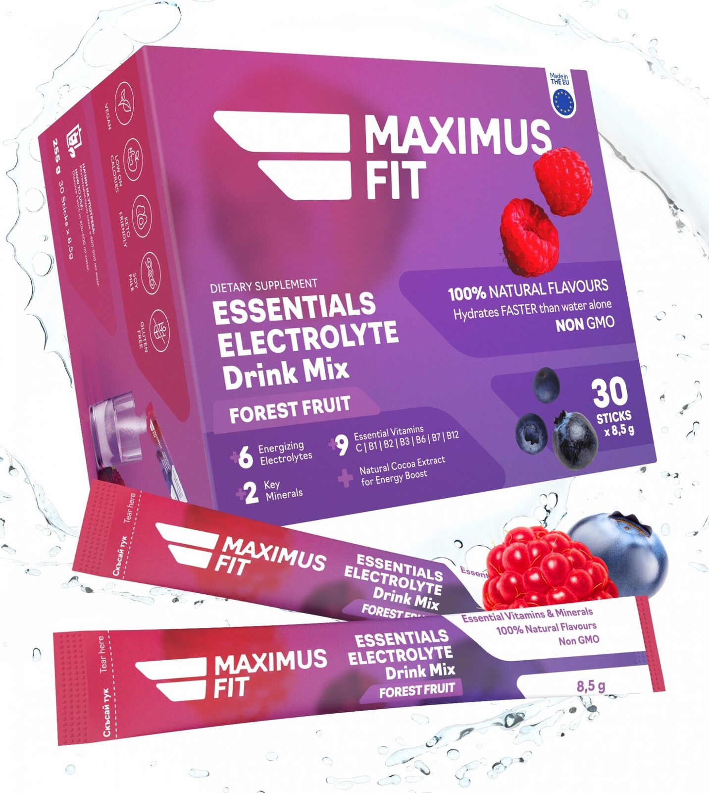 MaximusFit Electrolyte Powder Sachets Mix, Forest Fruit