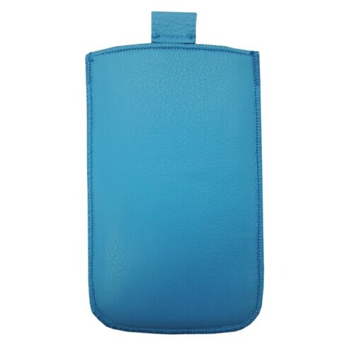 Samsung S5610, S5611, NOKIA 301, E512, Nokia 515 Pravé kožené púzdro veľkosť 28 modré s vyťahovacím pútkom