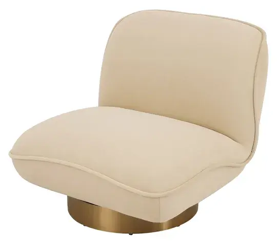 Designové křeslo Nua velur béžové/zlaté
