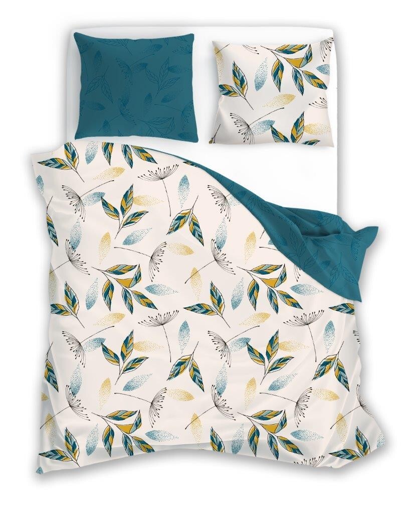 Flanelové povlečení Pure Flannel 006 140x200 cm + 70x90 cm krémové/tyrkysové