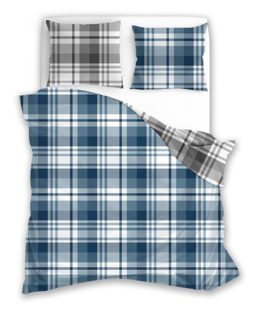 Flanelové povlečení Pure Flannel 010 140x200 cm + 70x90 cm modré/šedé