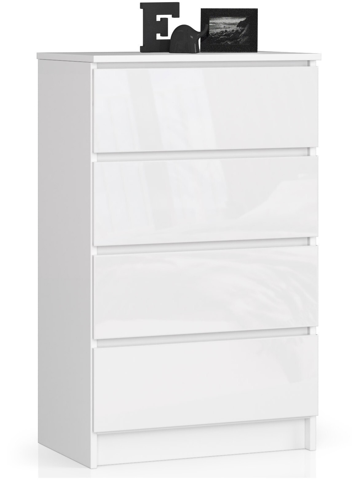 Komoda Kuba 60 cm - 4 šuplíky biela lesk