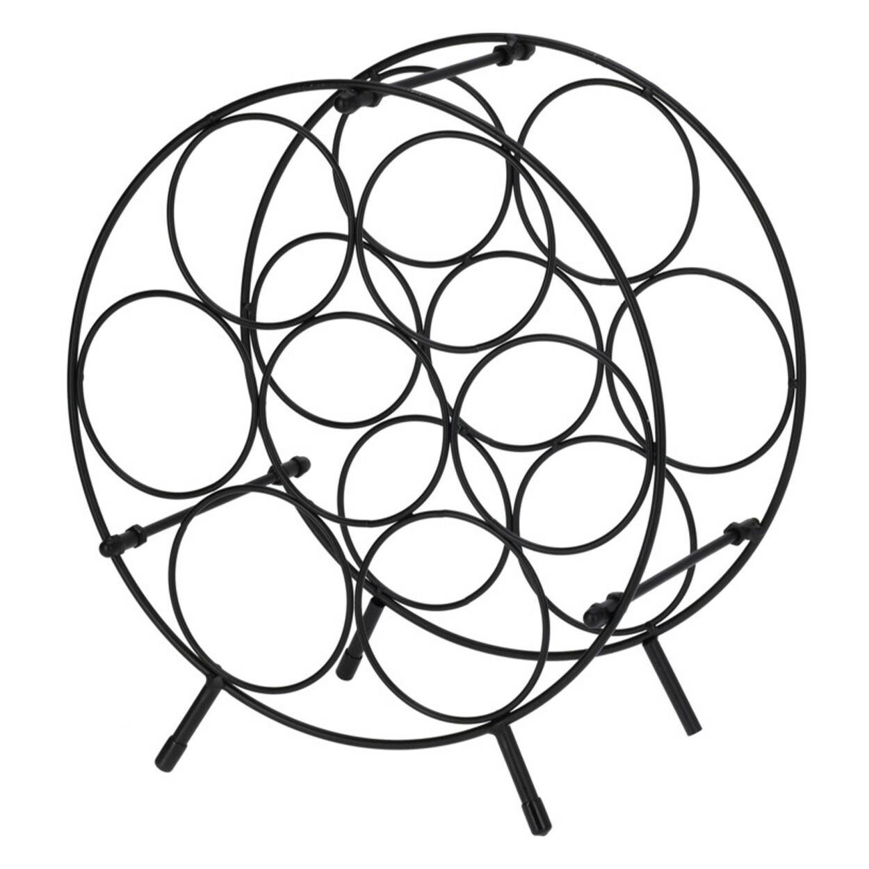 Kovový kulatý stojan na víno Bjory černý