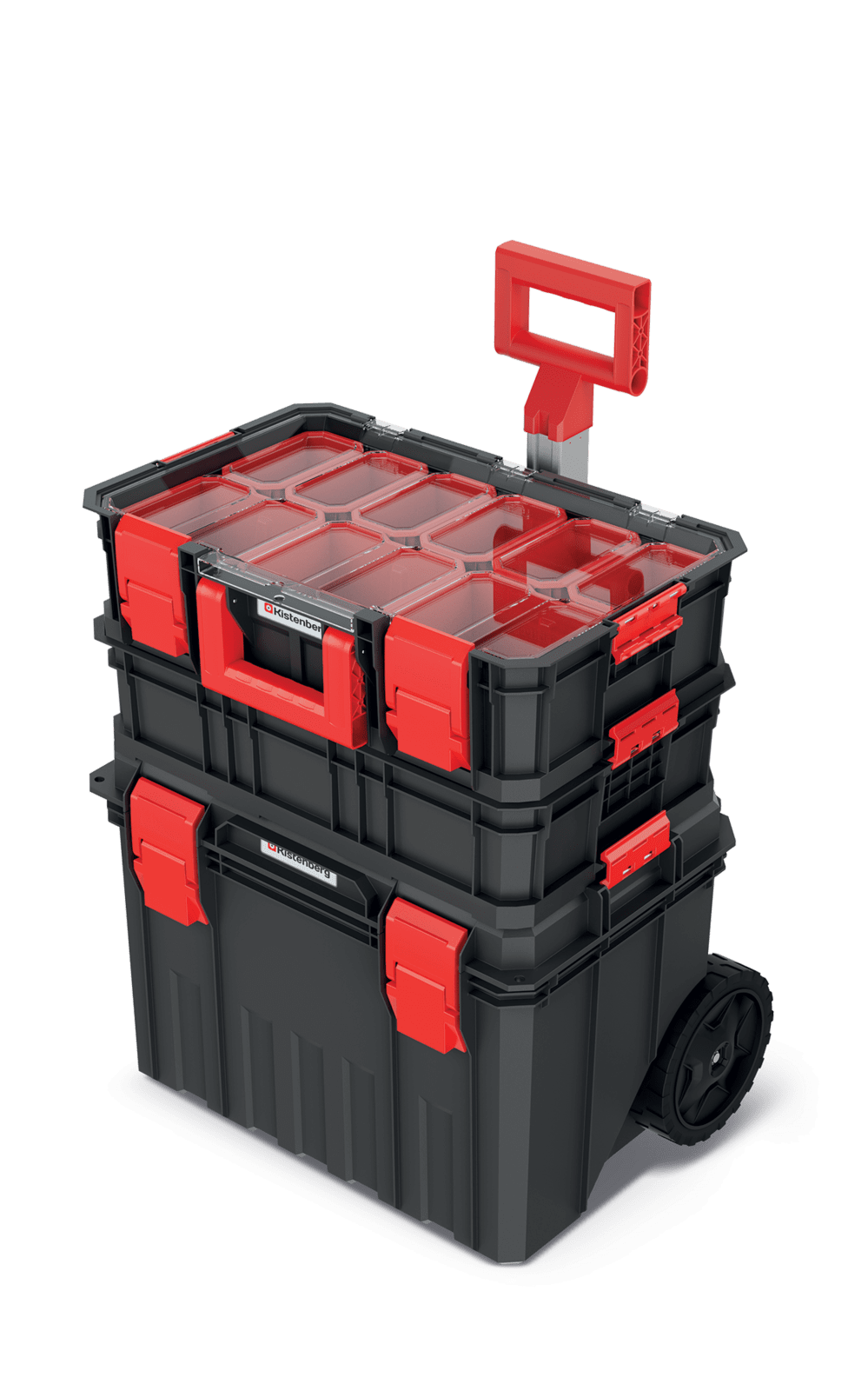 Modulární sada kufrů na nářadí a organizéru Modixx 3v1 černo-červená