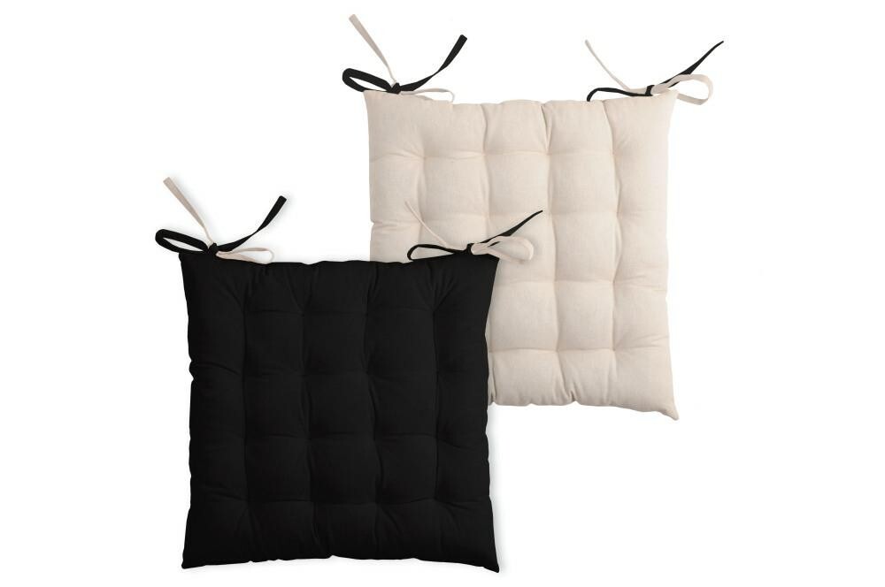 Oboustranný podsedák na židli Duo 40x40 cm černý/béžový
