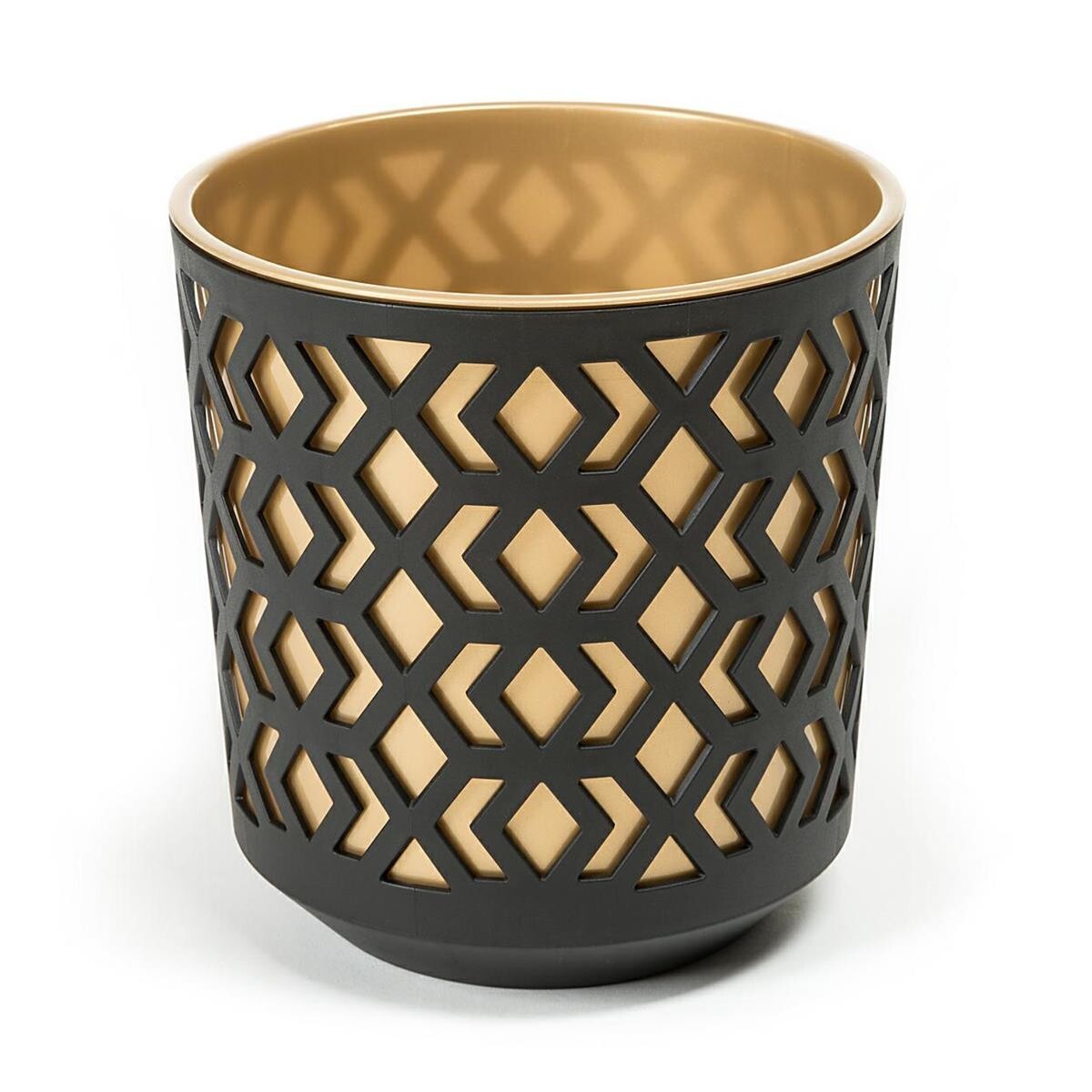 Plastový květináč Etnik 19x20 cm černý/zlatý