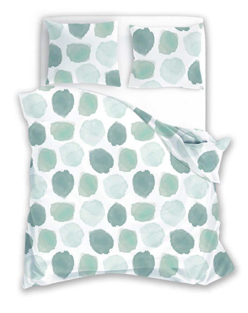 Povlečení z mikrovlákna Satyn 001 140x200 cm + 70x90 cm bílé/zelené