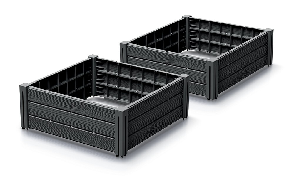 Sada 2 ks vyvýšených záhonů Bas Planty 61,8 cm antracitová