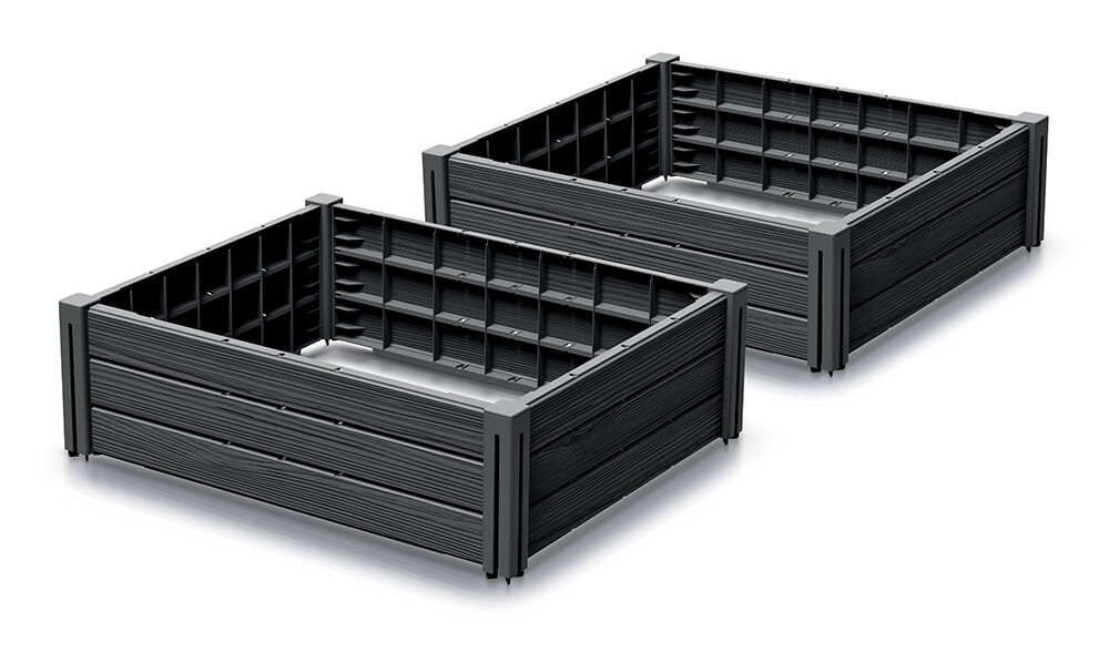 Sada 2 ks vyvýšených záhonů Bas Planty 75,6 cm antracitová