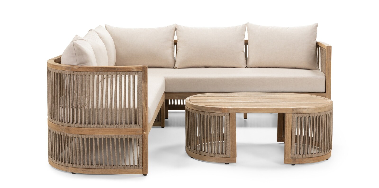 Sada zahradního nábytku Vetralla z akáciového dřeva hnědá/béžová